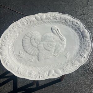 White Embossed Turkey Platter